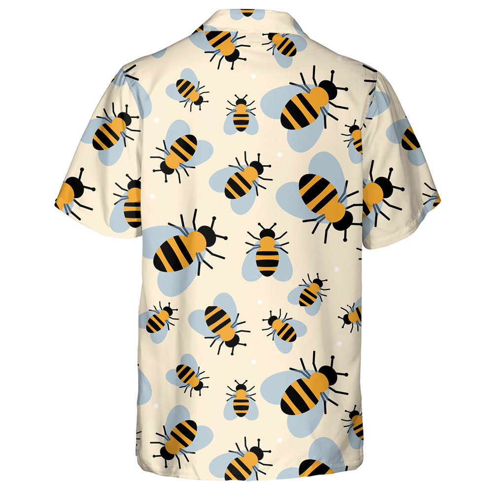 Cartoon Bee With Wings In Vintage Style Hawaiian Shirt, Hawaiian Shirt Gift, Christmas Gift