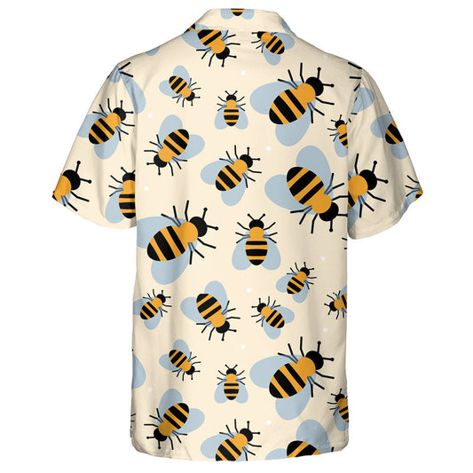 Cartoon Bee With Wings In Vintage Style Hawaiian Shirt, Hawaiian Shirt Gift, Christmas Gift