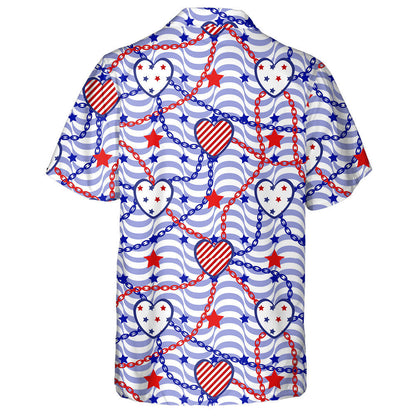 Cúlra Tonnchleas Gorm Pastel le Slabhraí Croí Agus Réaltaí Léine Haváís, Bronntanas Léine Haváíais, Bronntanas Nollag