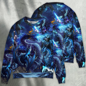 Dragon Blue Skull Fire Lightning Art Style Ugly Christmas Sweater, Christmas Gift, Gift Christmas 2024