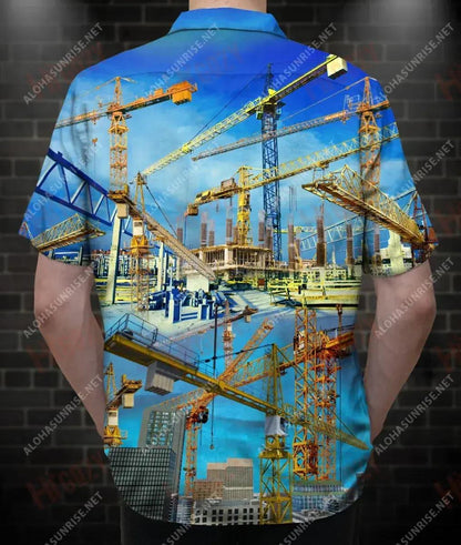 Feidhmíonn Real Men Meaisín Crane Unisex Léine haváíais Caitheamh aimsire Gearr Muinchille Oirbheartaíochta Léine Haváís Patrún Léine Haváís, Bronntanais Léine Haváís, Bronntanas Nollag