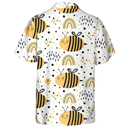 Natural Summer Cute Bees And Rainbows Hawaiian Shirt,Hawaiian Shirt Gift, Christmas Gift