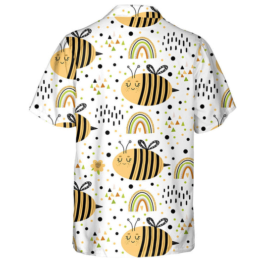 Natural Summer Cute Bees And Rainbows Hawaiian Shirt,Hawaiian Shirt Gift, Christmas Gift