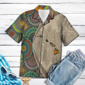 Amazing Map Of Hawaii Mandala Style Flower Patchwork Hawaiian Shirt, Hawaiian Shirt Gift, Christmas Gift