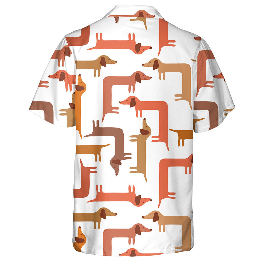 Dachshund Fada Coimhthíocha ar Chúlra Bán Léine Haváís, Bronntanas Léine Haváí, Bronntanas Nollag