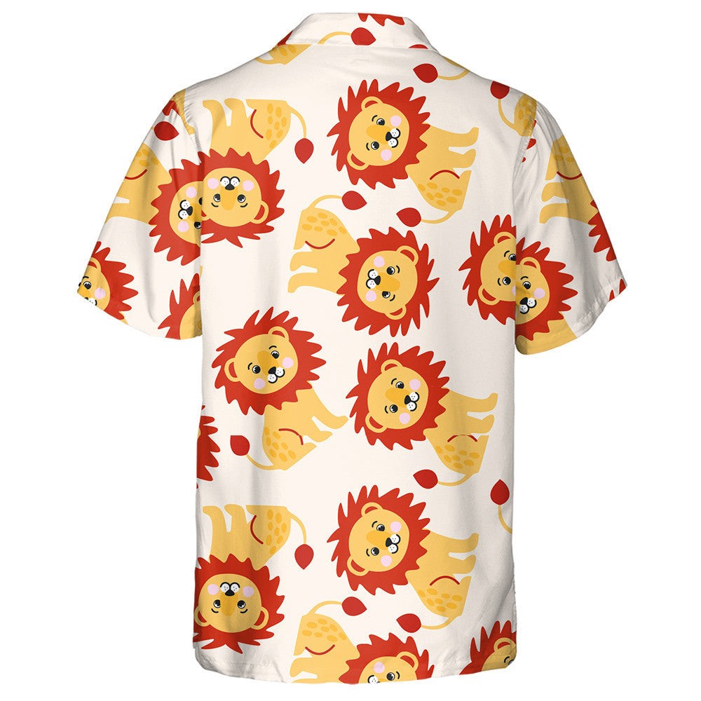 Lion Greannmhar le Seice Corcra ar Chúlra Bándearg Léine Haváís, Bronntanas Léine Haváíais, Bronntanas Nollag