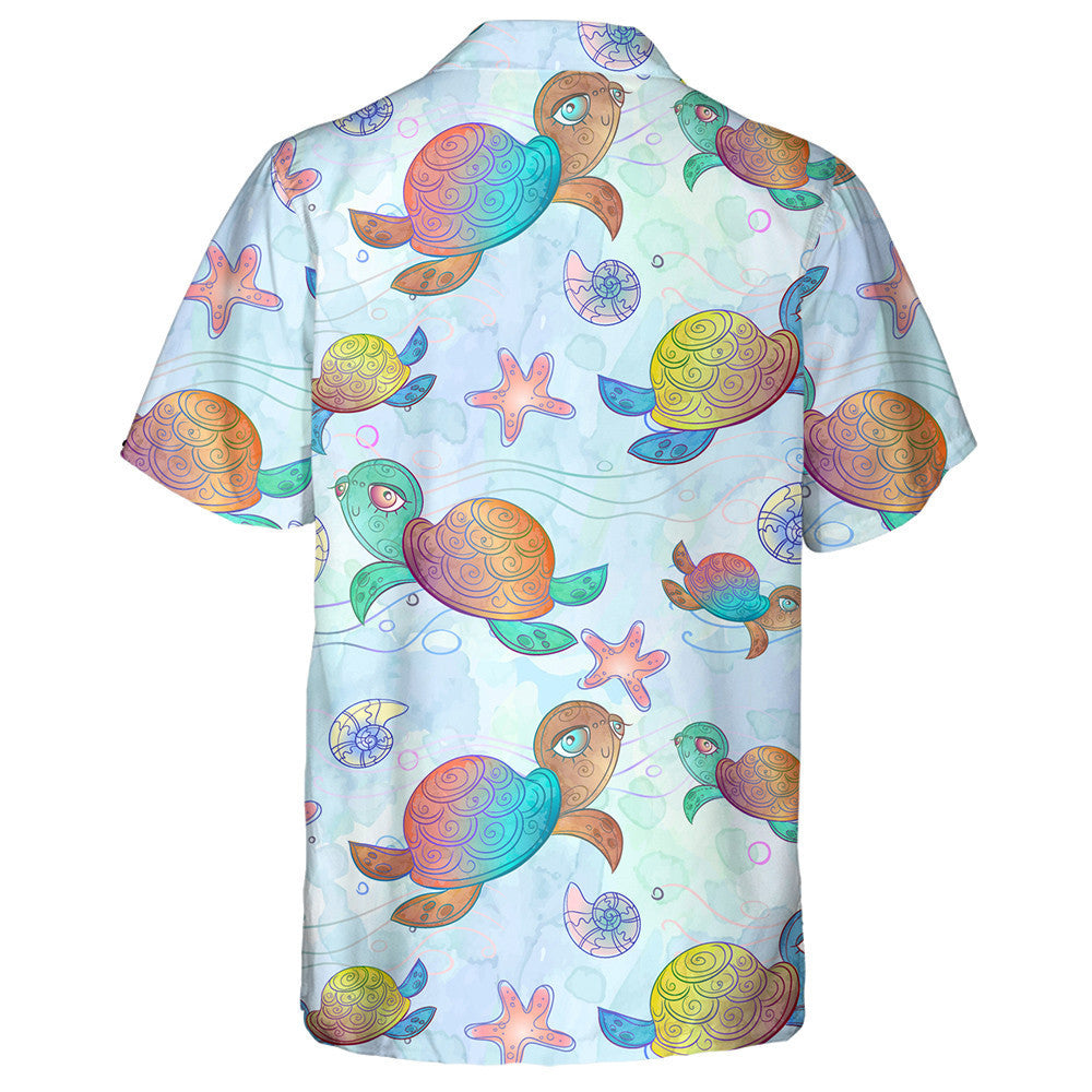 Holographic Sea Turtles With Various Marine Animals Hawaiian Shirt, Hawaiian Shirt Gift, Christmas Gift