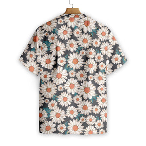 White Floral Flower 05 Design Hawaiian Shirt, Hwaiian For Gift