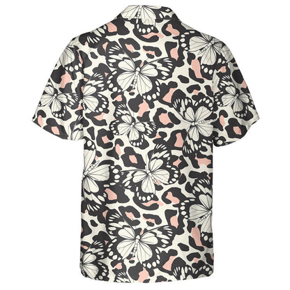 Multicolor Butterfly On Leopard Trendy Animal Hawaiian Shirt,Hawaiian Shirt Gift, Christmas Gift