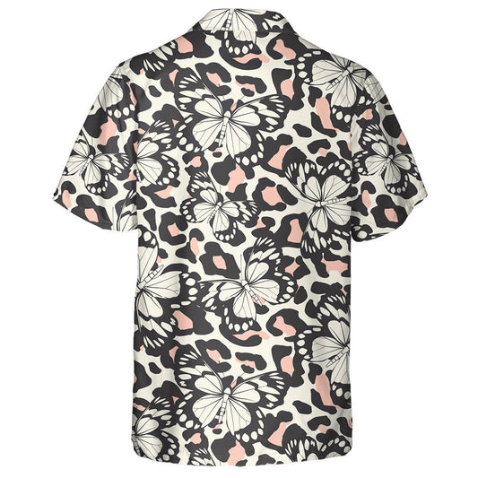 Multicolor Butterfly On Leopard Trendy Animal Hawaiian Shirt,Hawaiian Shirt Gift, Christmas Gift