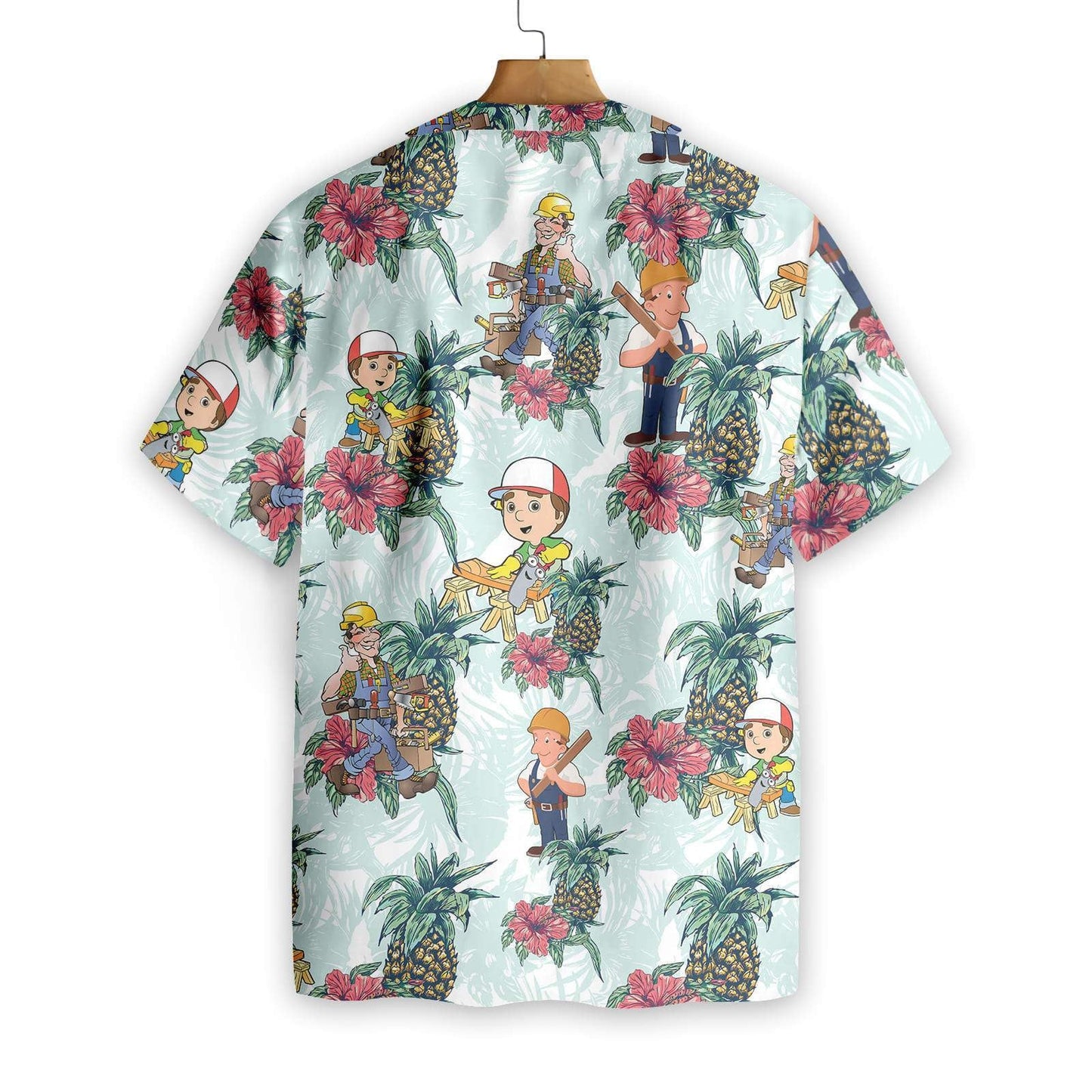 Carpenter Pineapple Pattern Blue Background Hawaiian Shirt, Hawaiian For Gift