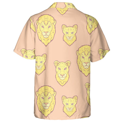 Pastel Cute Lion Family On Coral Background Hawaiian Shirt, Hawaiian Shirt Gift, Christmas Gift