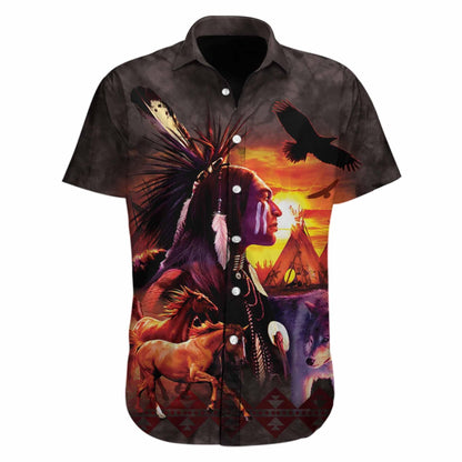 Native American Horse Eagle Spirit Hawaiian Shirt,Hawaiian Shirt Gift, Christmas Gift