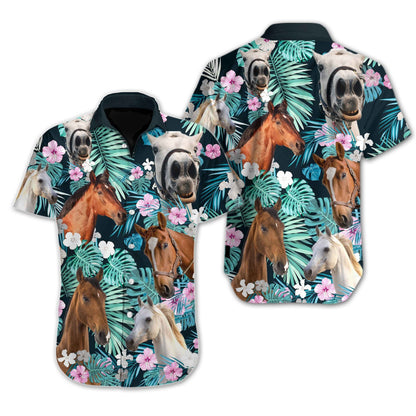 Wild And Free Horse Tropical Design Hawaiian Shirt, Hwaiian For Gift