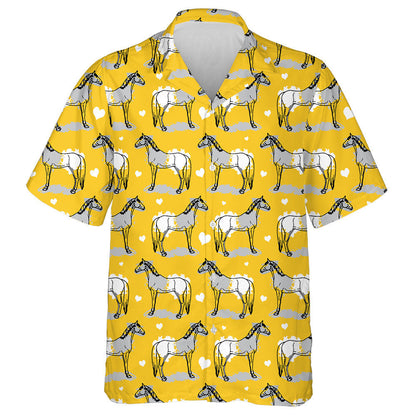 Hand Drawing Horses And Hearts Brush Strokes Hawaiian Shirt, Hawaiian Shirt Gift, Christmas Gift