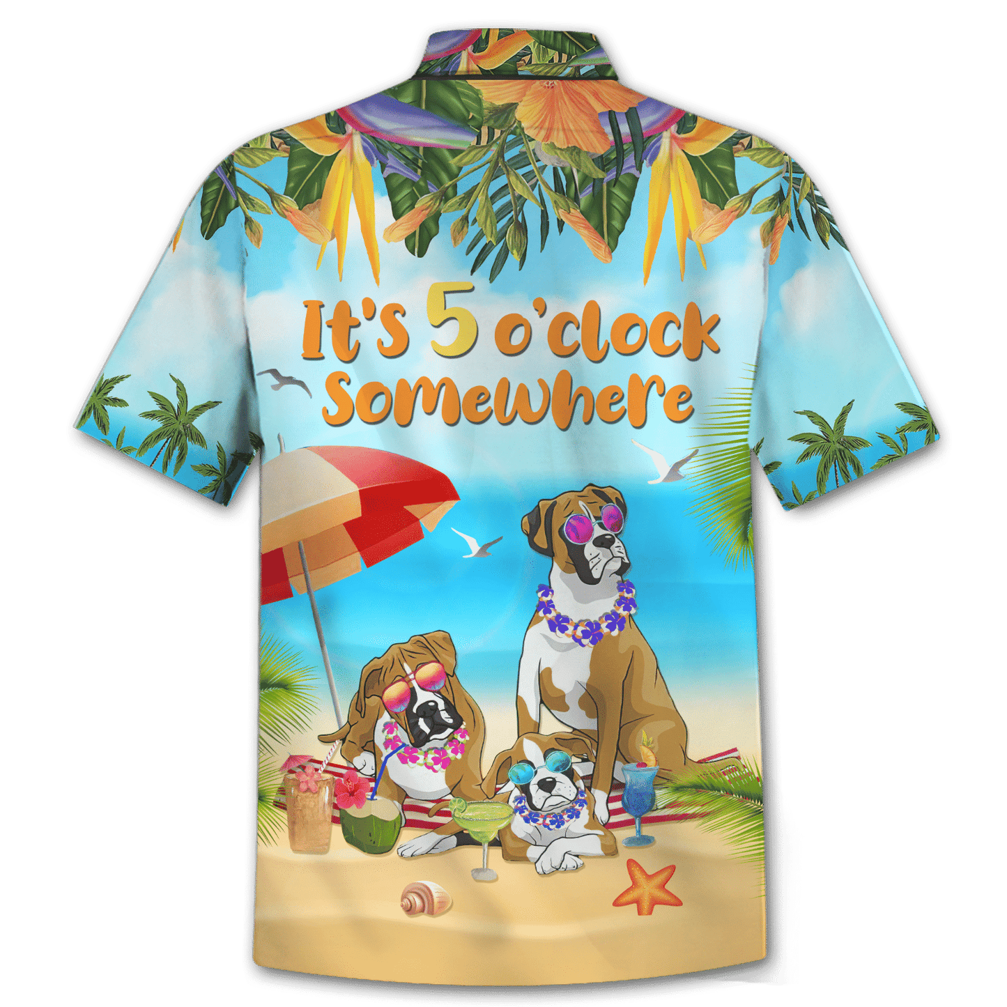 Boxer Dog On The Beach Pattern Hawaiian Shirt, Hawaiian For Gift