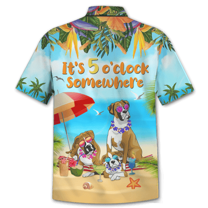 Boxer Dog On The Beach Pattern Hawaiian Shirt, Hawaiian For Gift