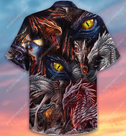 Ní Mharaíonn Dóiteáin Dragon Bears sé Dragon Unisex Léine Haváís Aigéan Muinchille Gearr Léinte Haváís is Fearr Léinte Greannmhar Haváís, Léine Haváís, Bronntanas Nollag