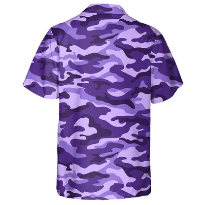 Monochrome Purple Camouflage Military Pattern Hawaiian Shirt,Hawaiian Shirt Gift, Christmas Gift