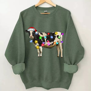 Cute Cow Christmas Sweatshirt, Christmas Sweatshirt, Christmas Shirt,Christmas Sweatshirt Cute, Christmas Winter Sweatshirt