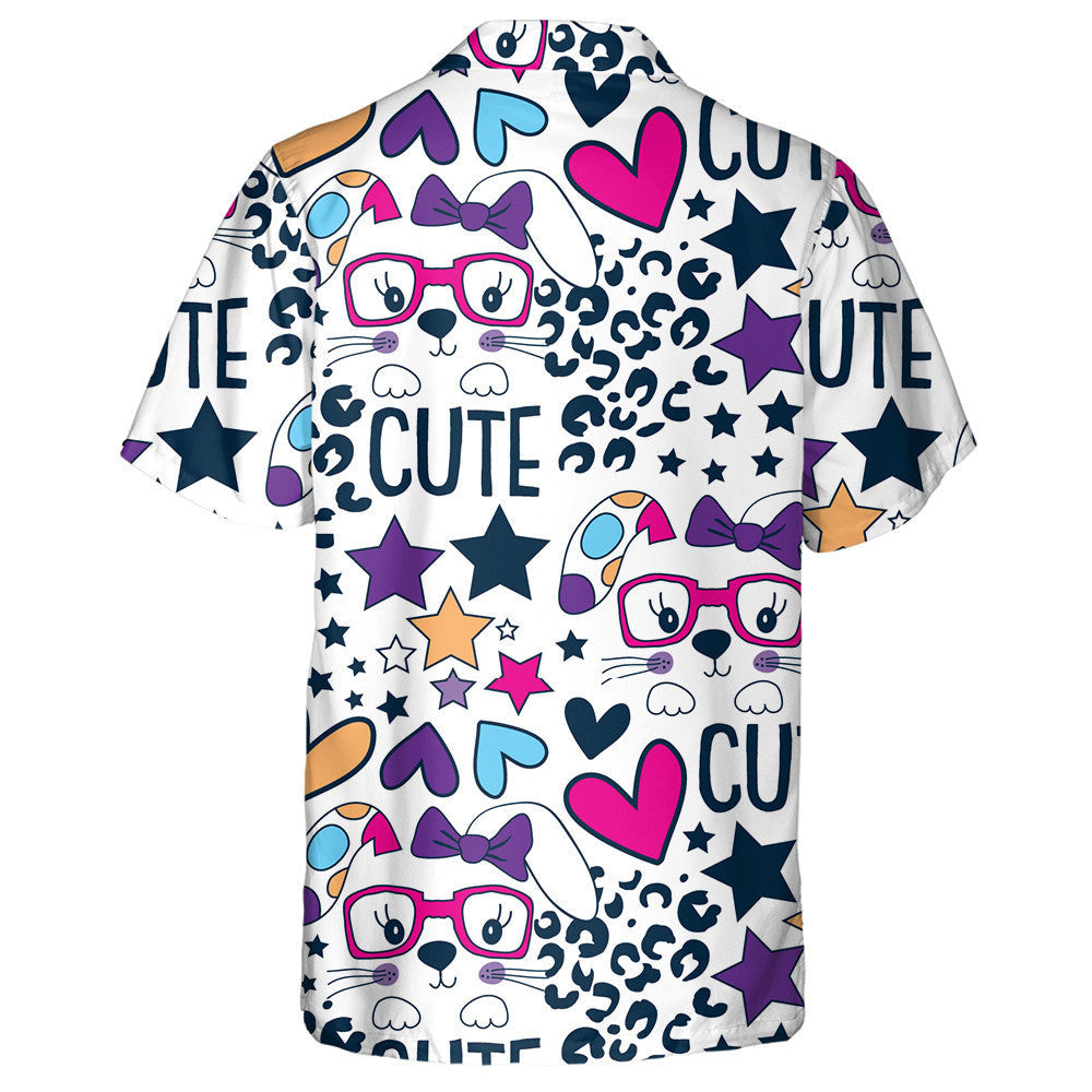 Ainmhithe Fiáine Agus Liopard le Aghaidh Gleoite Coinín Léine Haváís, Bronntanas Léine Haváís, Bronntanas Nollag