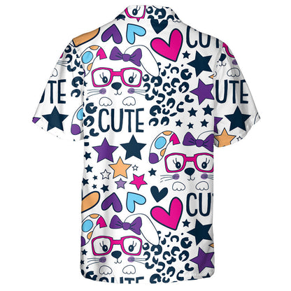 Ainmhithe Fiáine Agus Liopard le Aghaidh Gleoite Coinín Léine Haváís, Bronntanas Léine Haváís, Bronntanas Nollag