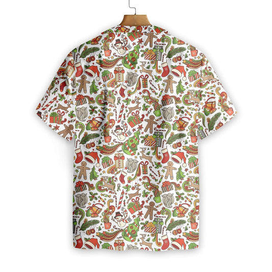 Merry Christmas On White Background Pattern Hawaiian Shirt,Hawaiian Shirt Gift, Christmas Gift