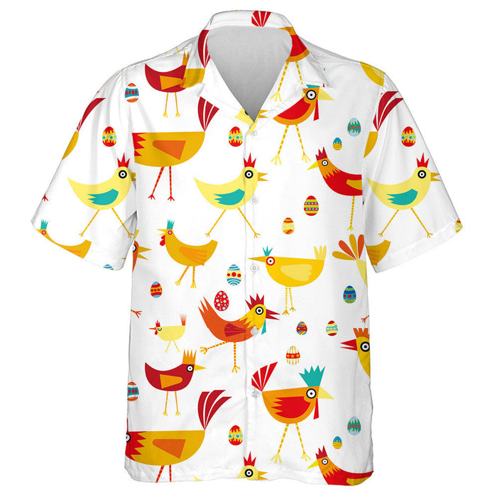 Yellow And Orange Chickens With Egg Easter Hawaiian Shirt,Hawaiian Shirt Gift, Christmas Gift