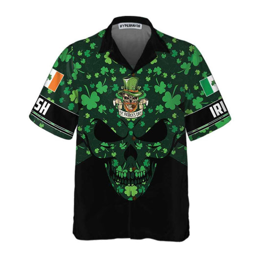 St Patrick’s Day Skull Leprechaun Clovers Shamrock Hawaiian Shirt, Hawaiian Shirt Gift, Christmas Gift