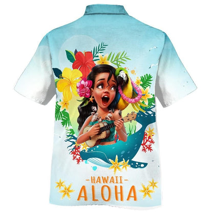 Cute Girl Aloha Watercolor Design Hawaiian Shirt,Hawaiian Shirt Gift, Christmas Gift