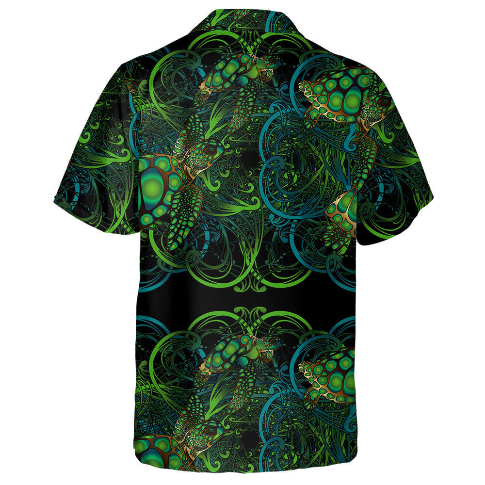 Turtles And Algae On A Turquoise Background Hawaiian Shirt, Hawaiian For Gift