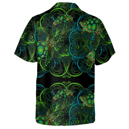 Turtles And Algae On A Turquoise Background Hawaiian Shirt, Hawaiian For Gift