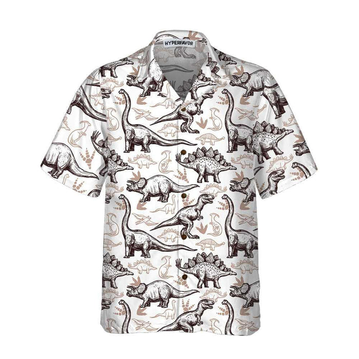 Hand Drawn Dinosaurs Footprints Seamless Pattern Hawaiian Shirt,Hawaiian Shirt Gift, Christmas Gift