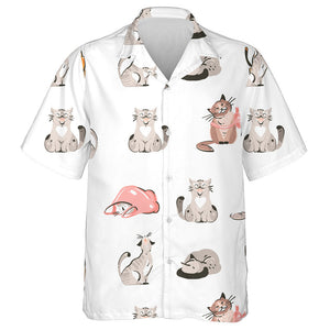 Young Happy Cute Cats Collection On White Background Hawaiian Shirt, Hawaiian Shirt Gift, Christmas Gift