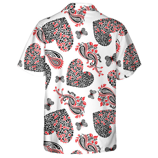 Leopard Hearts Le Móitífeanna Paisleys Ar Chúlra Bán Léine Haváís, Bronntanas Léine Haváís, Bronntanas Nollag