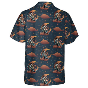 Wolf And Crescent Blood Moon With Cloud And Star Hawaiian Shirt, Hawaiian Shirt Gift, Christmas Gift