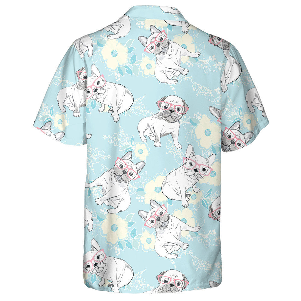 French Bulldog In The Winter Flower Garden Hawaiian Shirt, Hawaiian Shirt Gift, Christmas Gift