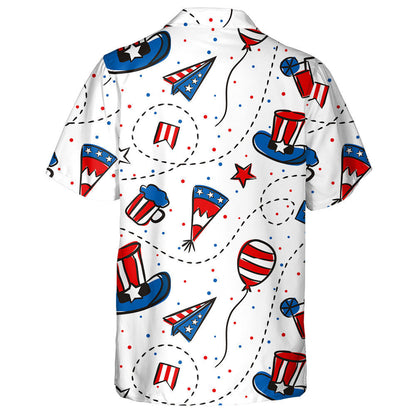 Decorative Independence Day Confetti With Hat Balloon And Cup Hawaiian Shirt, Hawaiian Shirt Gift, Christmas Gift