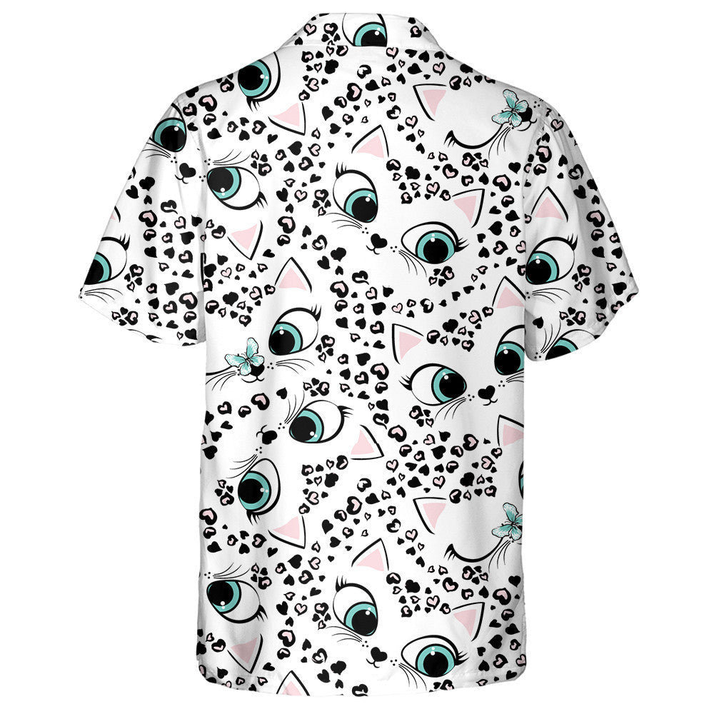 Leopard From Hearts And Cute Faces Cat Hawaiian Shirt, Hawaiian Shirt Gift, Christmas Gift