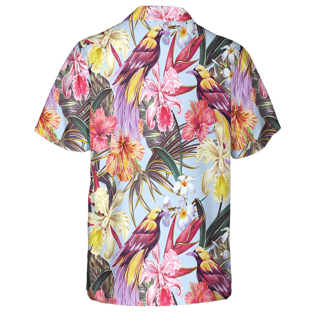 Éan Álainn Le Bláthanna Hibiscus Agus Duilleoga Pailme Léine Haváís, Bronntanas Léine Haváíais, Bronntanas Nollag