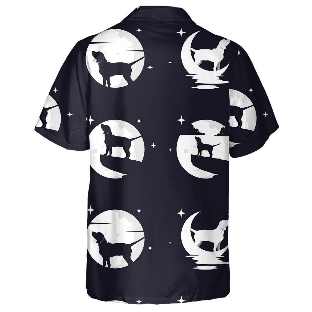 Beagle Dog With Moon Night Background Hawaiian Shirt, Hawaiian For Gift