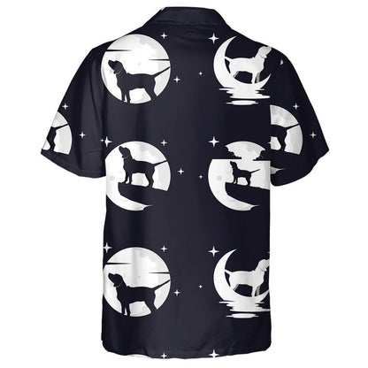 Beagle Dog With Moon Night Background Hawaiian Shirt, Hawaiian For Gift
