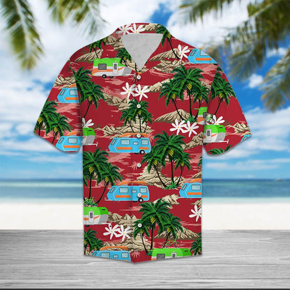 Carbhán Samhraidh Oileán Pailme Ar Patrún Cúlra Dearg Léine Haváís, Bronntanas Léine Haváís, Bronntanas Nollag