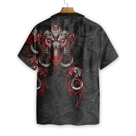 Red Viking Tattoo Dragon Pattern Hawaiian Shirt,Hawaiian Shirt Gift, Christmas Gift
