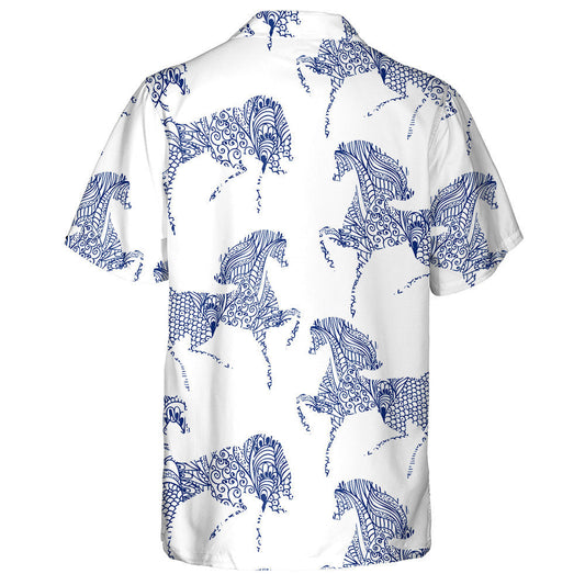 Hand Drawn With Horse And Flora Festive Hawaiian Shirt, Hawaiian Shirt Gift, Christmas Gift