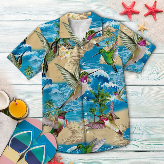 Beautiful Hummingbird Summer Vacation Pattern Hawaiian Shirt, Hawaiian For Gift