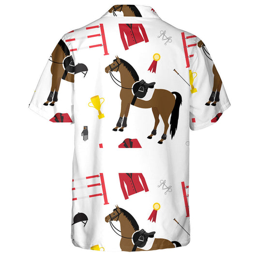 Cartoon Horse Riding Equipment Isolated On White Hawaiian Shirt, Hawaiian Shirt Gift, Christmas Gift