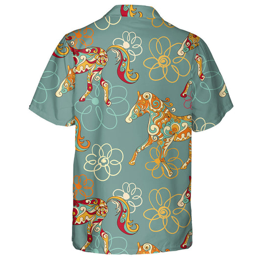 Flamboyant Running Horses With Flora Ornamental Hawaiian Shirt,Hawaiian Shirt Gift, Christmas Gift