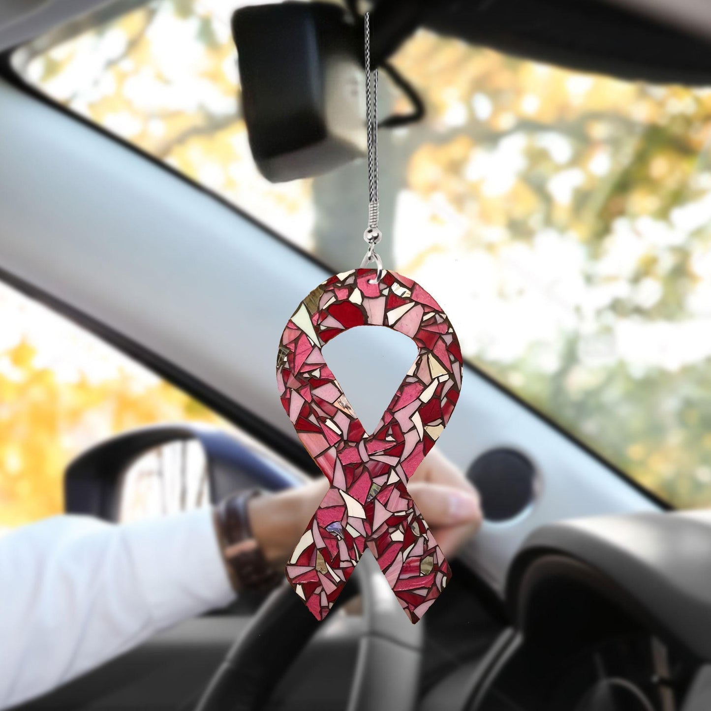 Breast Cancer Car Hanging Ornament, Christmas Ornament Gift, Christmas Gift, Christmas Decoration