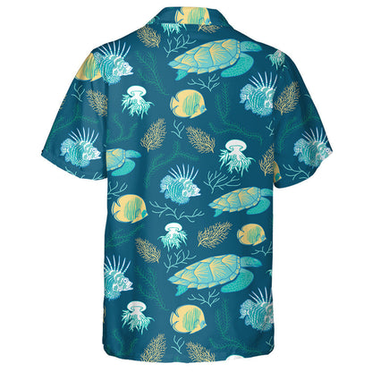 Fire Fish Turtle Jellyfish And Corals Hawaiian Shirt,Hawaiian Shirt Gift, Christmas Gift
